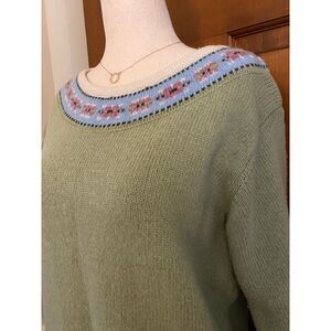 Alps Country‎ Lambswool Sweater Womens Small Sour Apple Cottagecore Farm